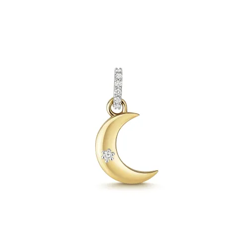 0.05ct Diamond Yellow Gold Moon Pendant 9ct